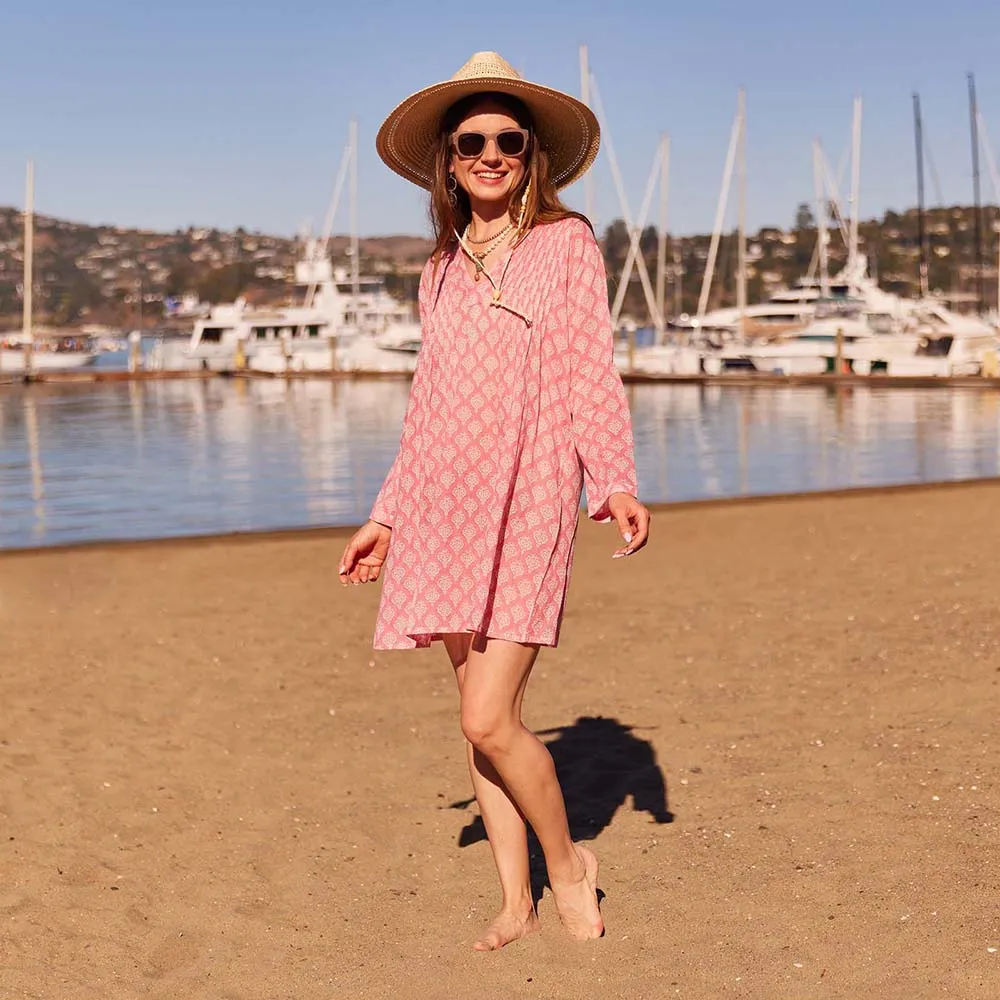 Fifer Pink Cotton Pintuck Beach Cover Up sold by rockflowerpaper product image thumbnail 3