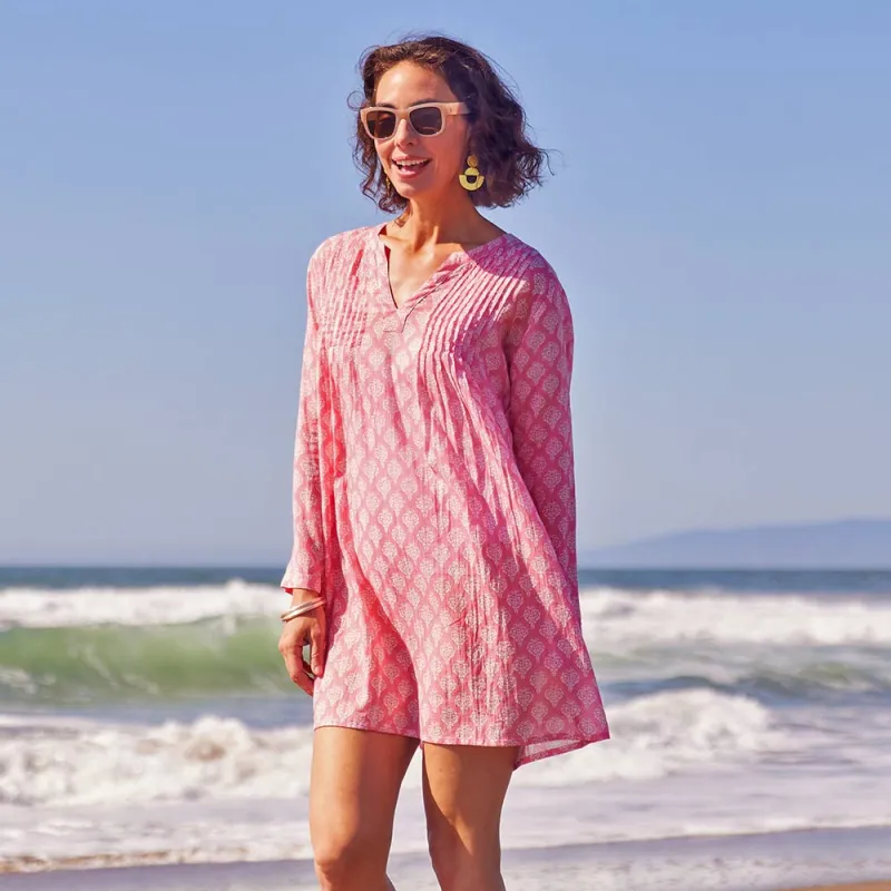 Fifer Pink Pintuck Beach Cover Up sold by rockflowerpaper