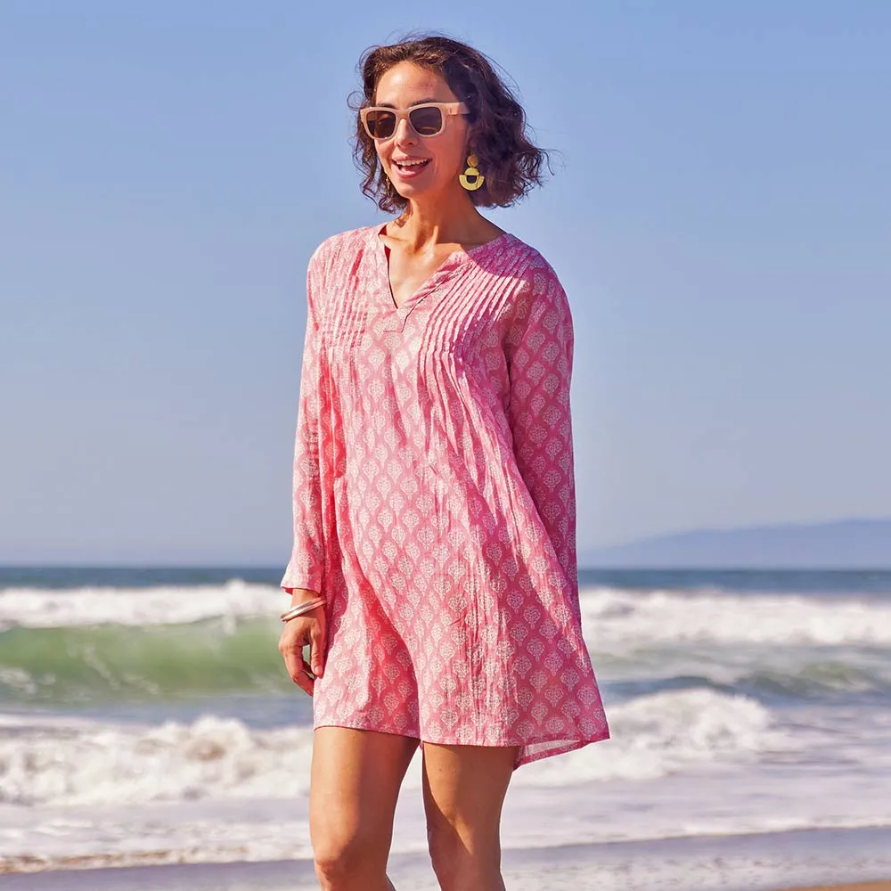 Fifer Pink Cotton Pintuck Beach Cover Up sold by rockflowerpaper