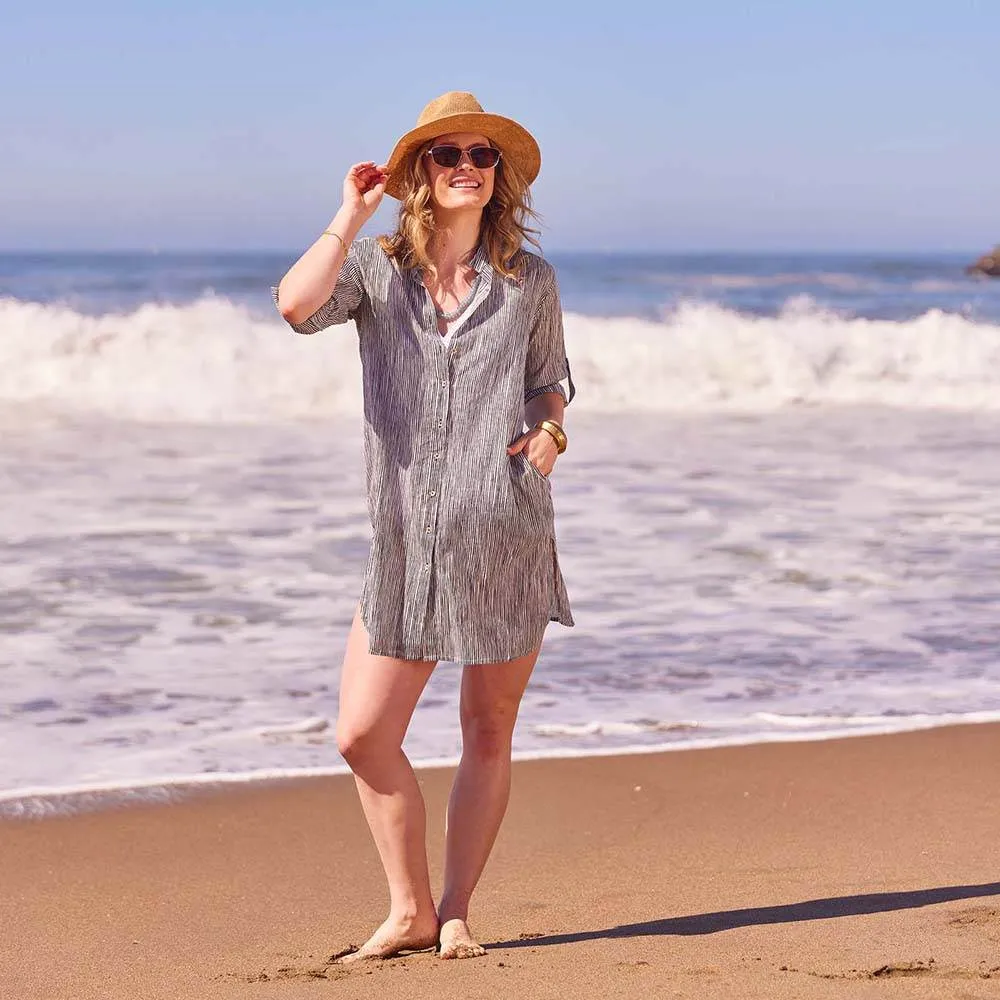 Suri Black Cotton Button Down Beach Tunic sold by rockflowerpaper