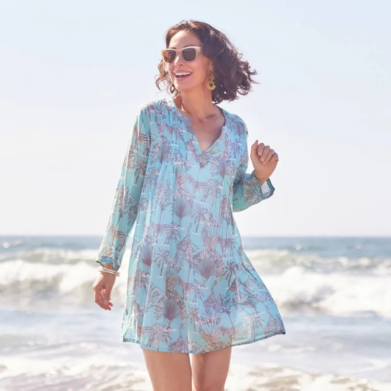 Safari Animals Ocean Pintuck Beach Cover Up sold by rockflowerpaper