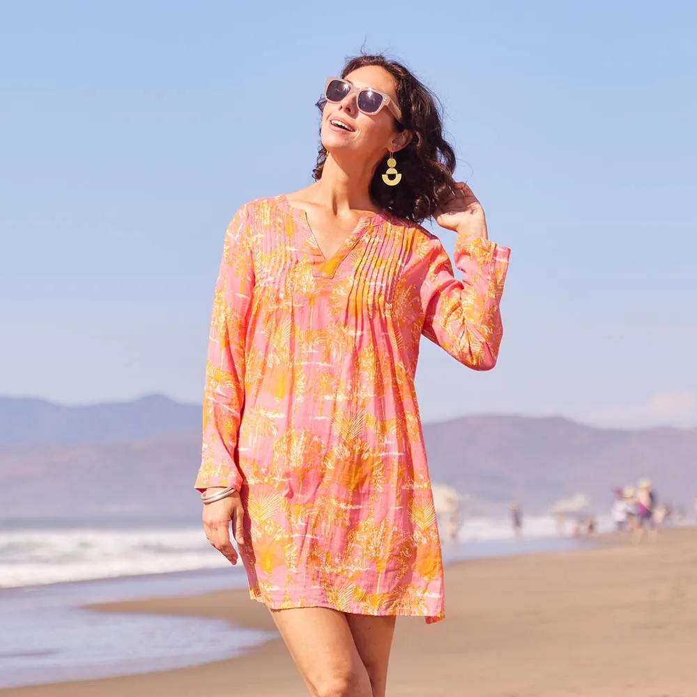 Safari Animals Pink Cotton Pintuck Beach Cover Up sold by rockflowerpaper