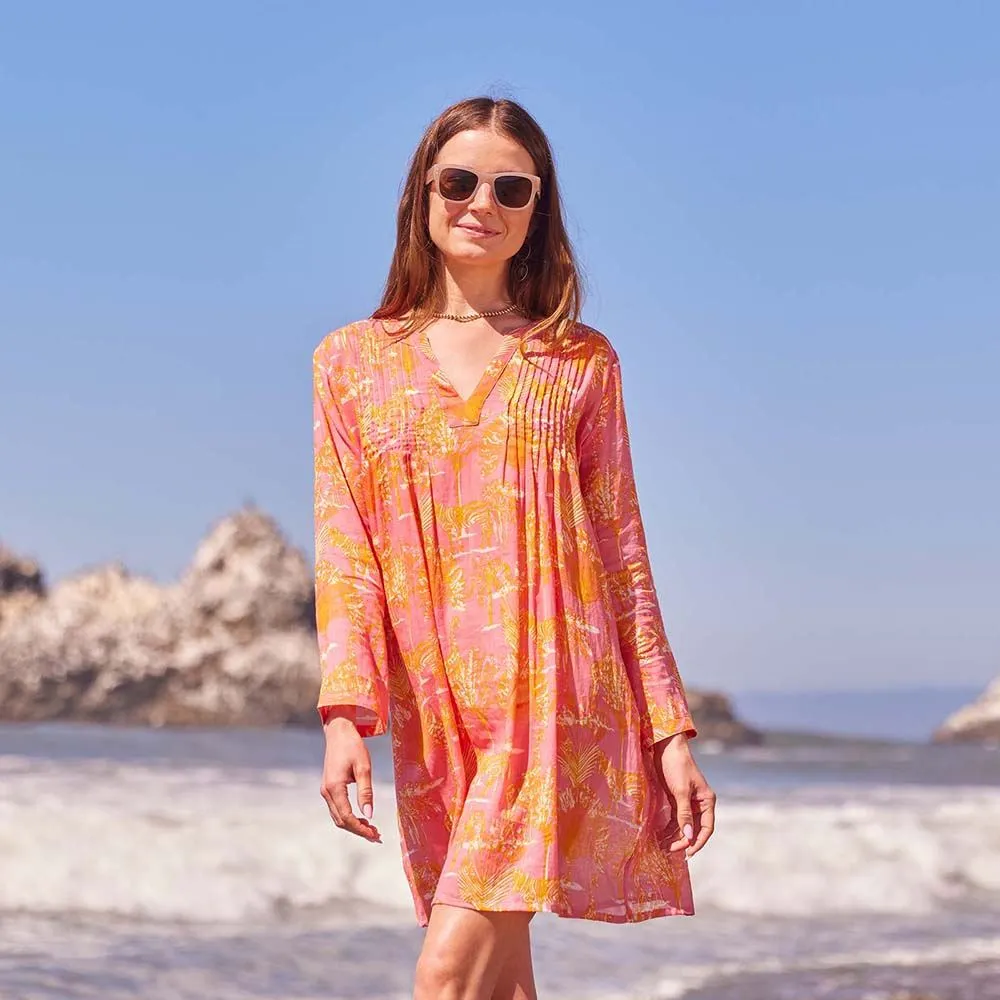 Safari Animals Pink Cotton Pintuck Beach Cover Up sold by rockflowerpaper product image thumbnail 3