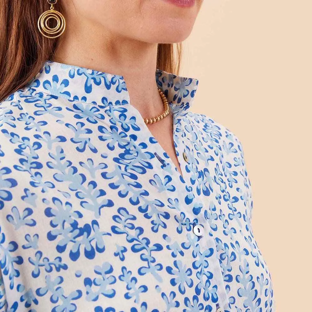 Floral Kelp Ocean Cotton Button Down Beach Tunic sold by rockflowerpaper product image thumbnail 4