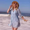 Floral Kelp Ocean Button Down Beach Tunic sold by rockflowerpaper