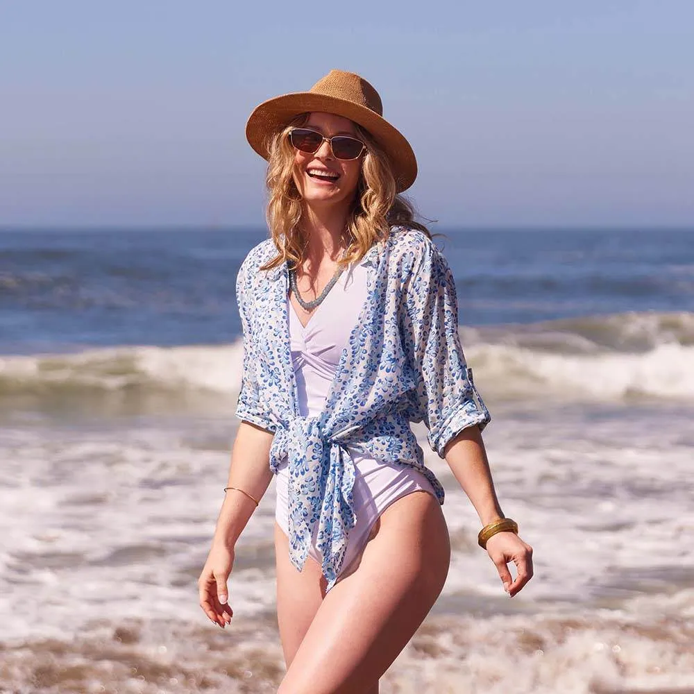 Floral Kelp Ocean Cotton Button Down Beach Tunic sold by rockflowerpaper product image thumbnail 2