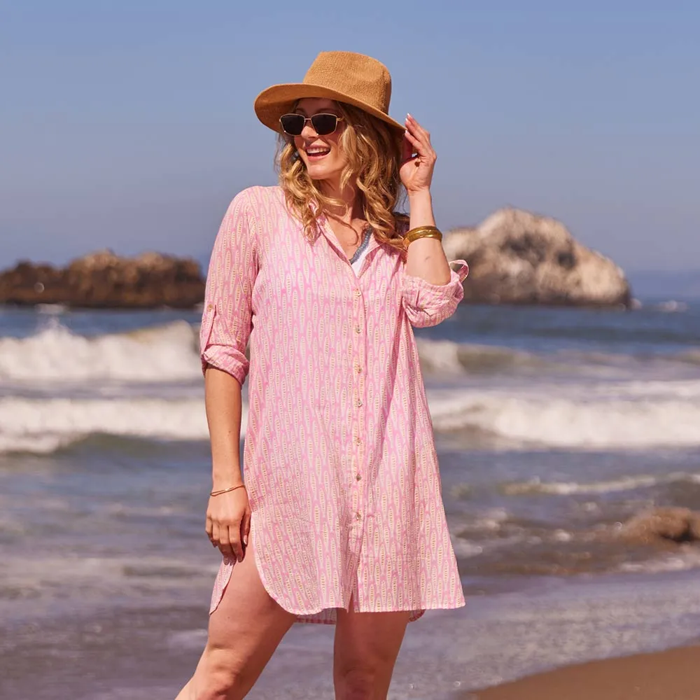 Sardina Pink Button Down Beach Tunic sold by rockflowerpaper