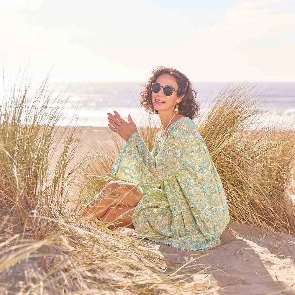 Coral Garden Ocean Cotton Dress with Bell Sleeve sold by rockflowerpaper product image thumbnail 2