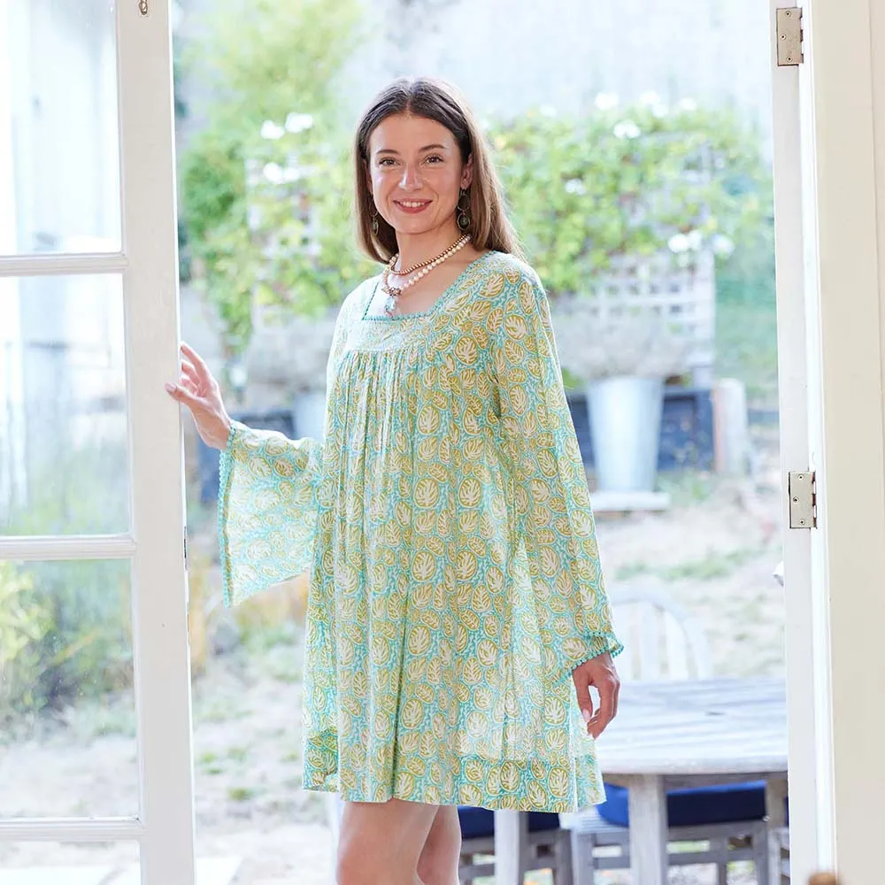 Coral Garden Ocean Cotton Dress with Bell Sleeve sold by rockflowerpaper product image thumbnail 3