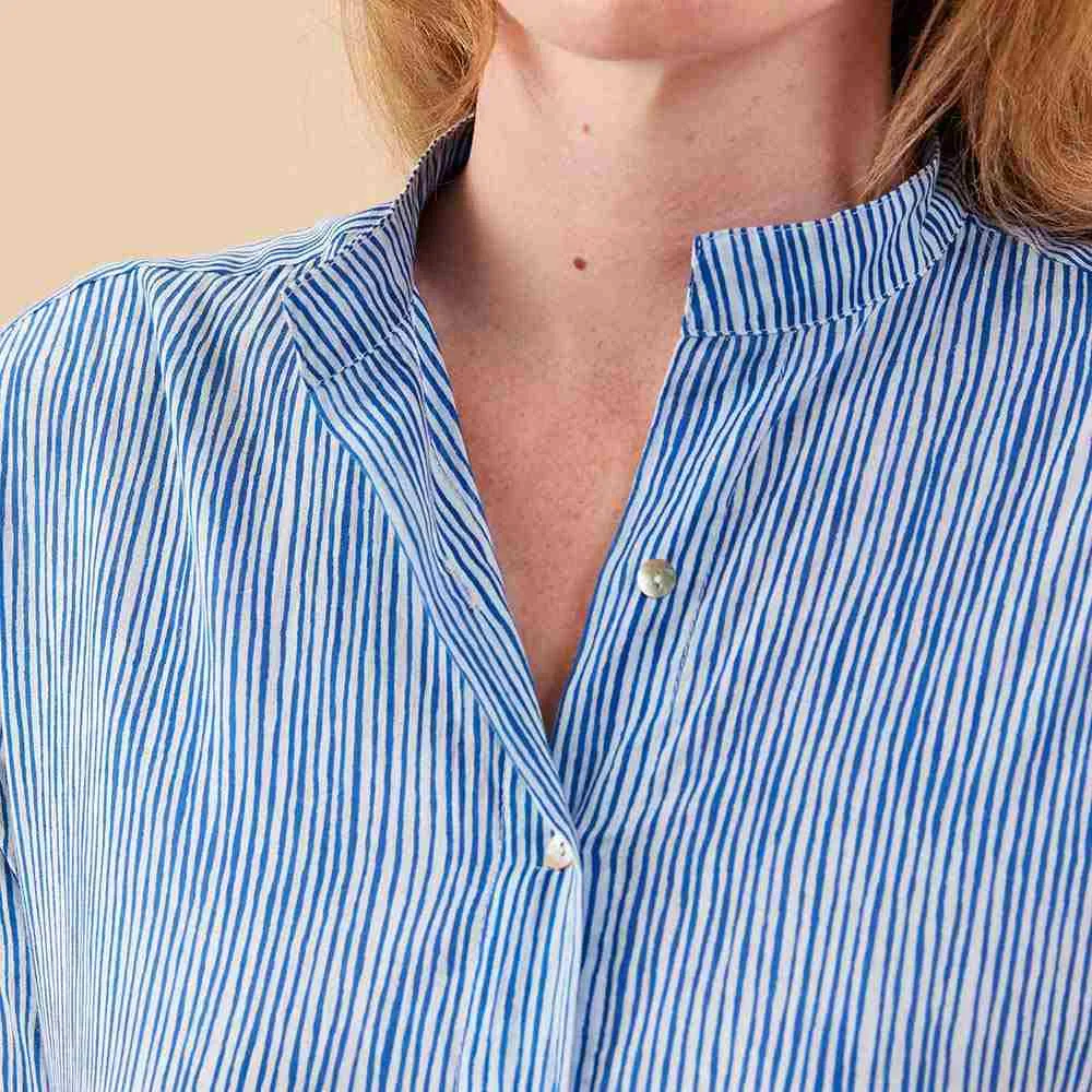 Suri Navy Cotton Long Shirt Dress sold by rockflowerpaper product image thumbnail 5