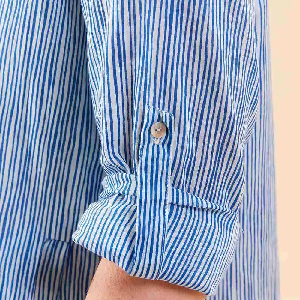 Suri Navy Cotton Long Shirt Dress sold by rockflowerpaper product image thumbnail 3
