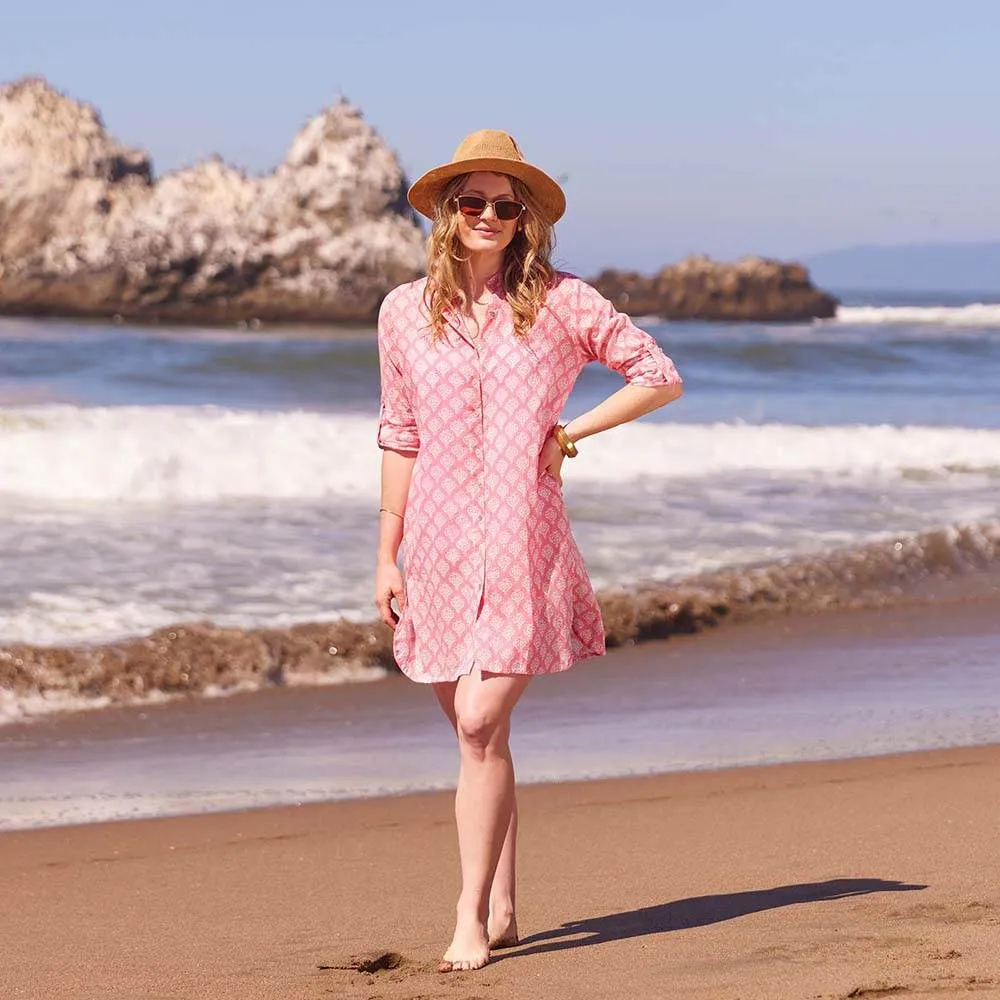 Fifer Pink Button Down Beach Tunic sold by rockflowerpaper