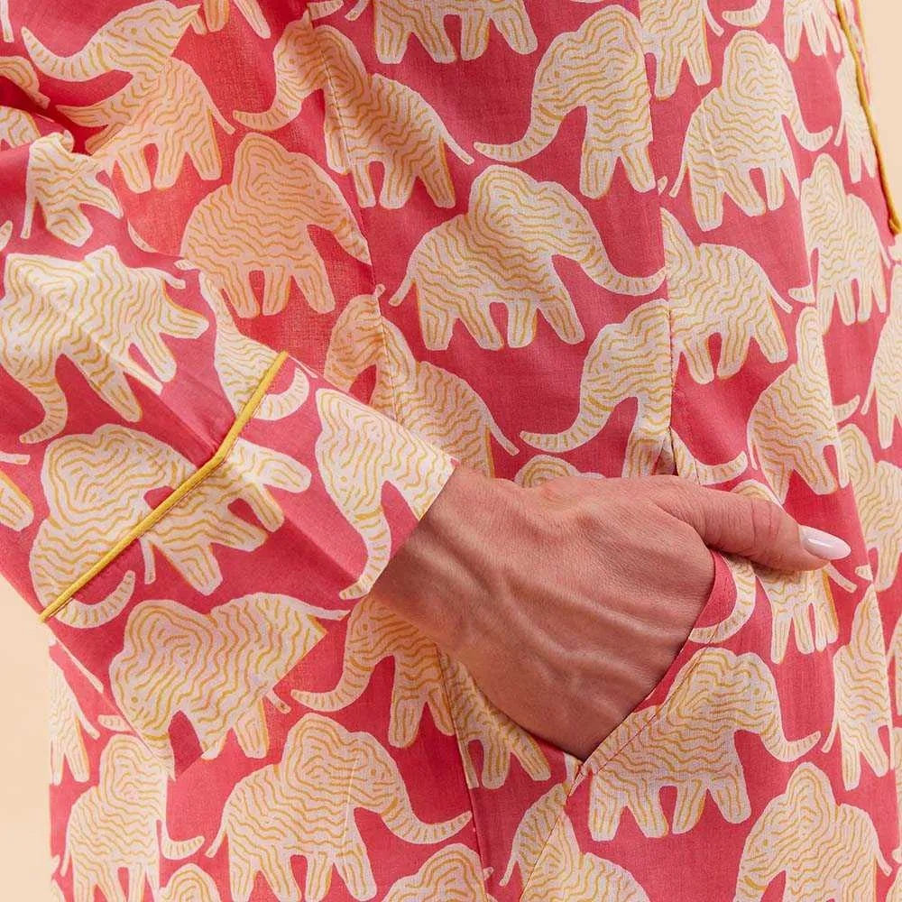 Elephants Pink Cotton Night Shirt sold by rockflowerpaper product image thumbnail 4