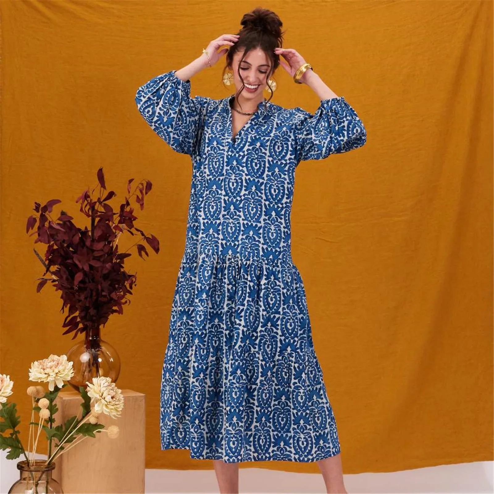 Sara Indigo Drop Waist Maxi Dress sold by rockflowerpaper product image thumbnail 4