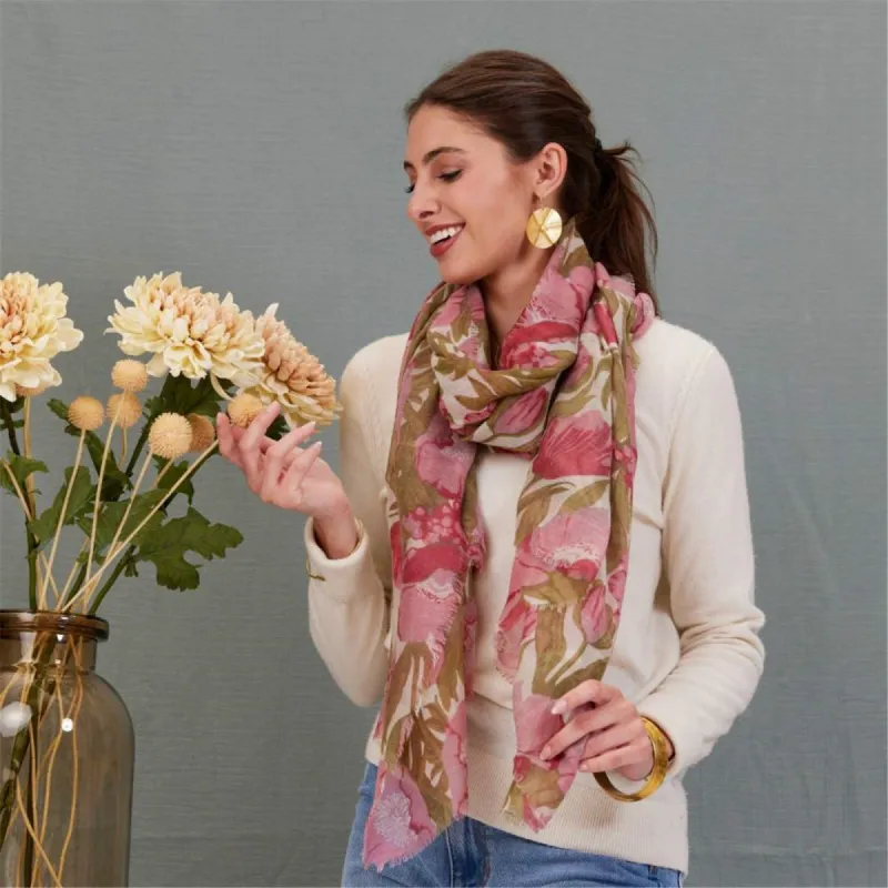 Icelandic Poppies Pink Featherweight Scarf sold by rockflowerpaper