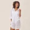 Breezy White Eyelet Beach Cover Up Shirt sold by rockflowerpaper