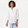 White Pintuck Tunic with Eyelet Hem sold by rockflowerpaper