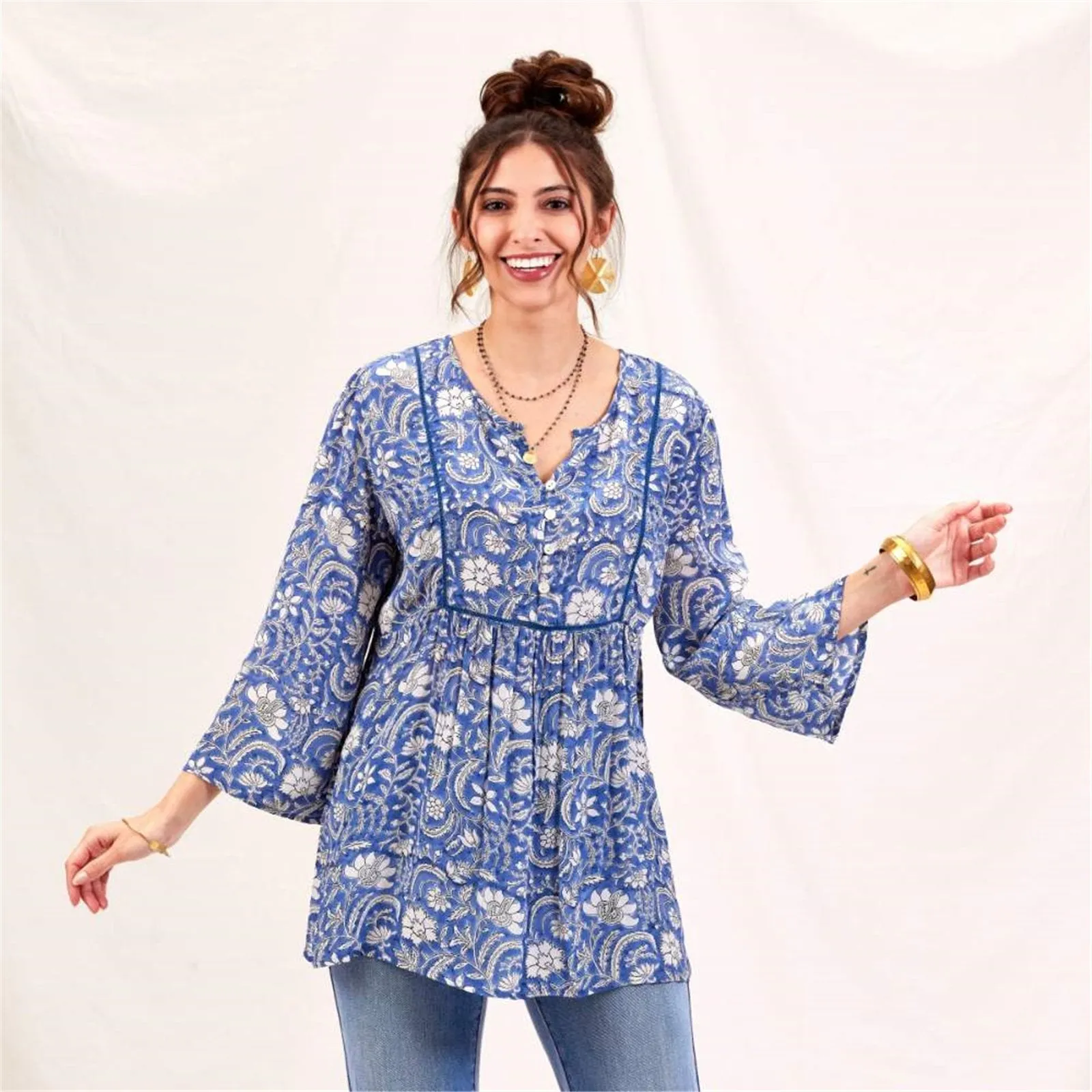 Jasmine Blue Bohemian Tunic sold by rockflowerpaper