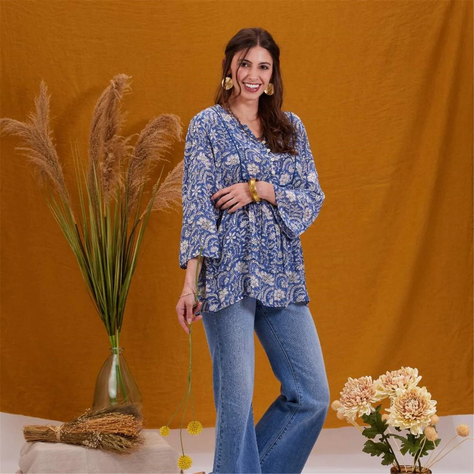 Jasmine Blue Bohemian Tunic sold by rockflowerpaper product image thumbnail 2