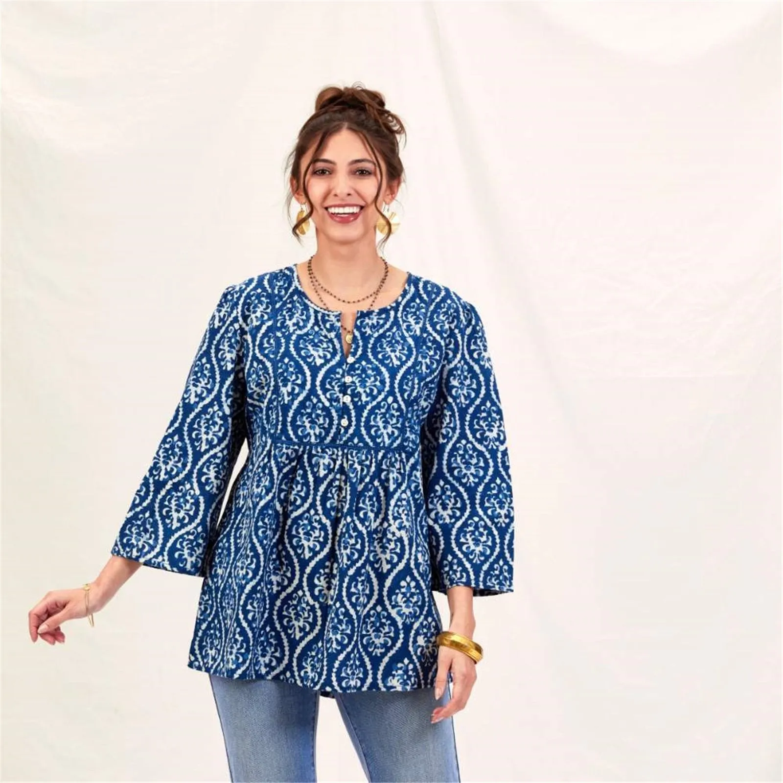Sara Indigo Bohemian Tunic sold by rockflowerpaper