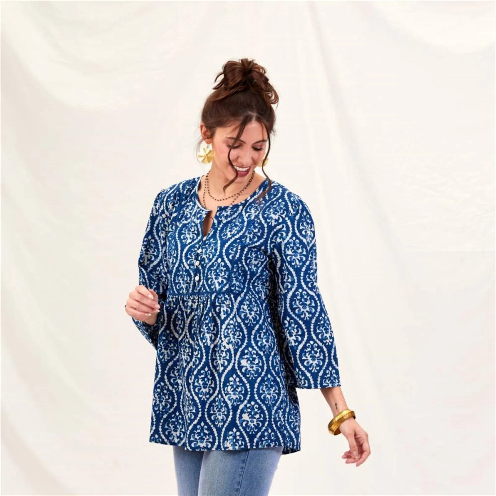 Sara Indigo Bohemian Tunic sold by rockflowerpaper product image thumbnail 3