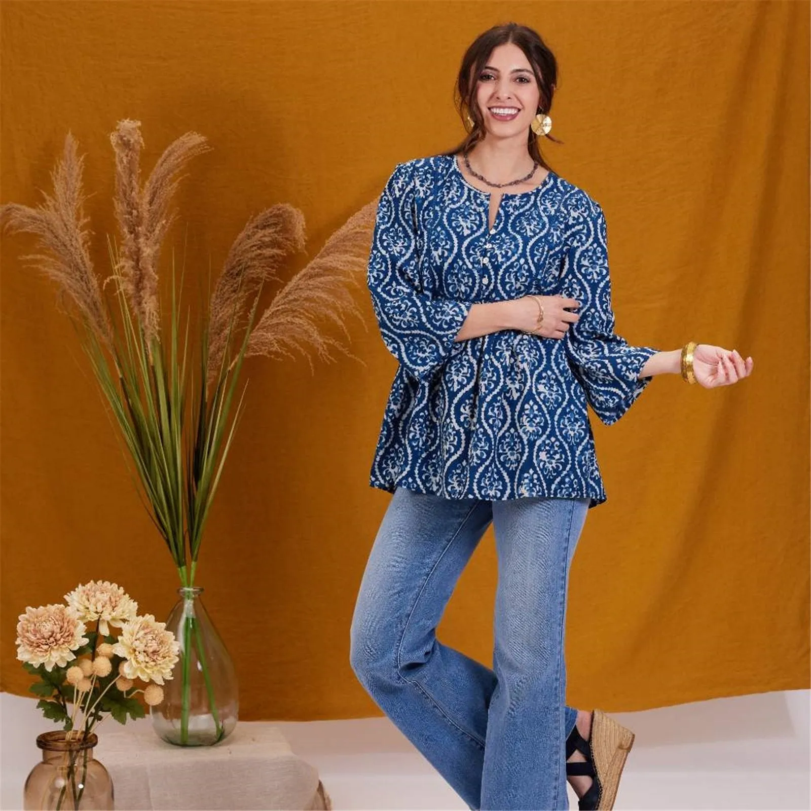 Sara Indigo Bohemian Tunic sold by rockflowerpaper product image thumbnail 2