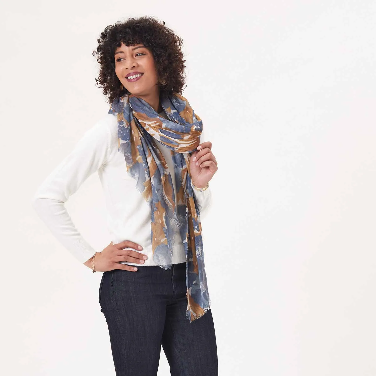 Icelandic Poppies Blue Featherweight Scarf sold by rockflowerpaper product image thumbnail 4