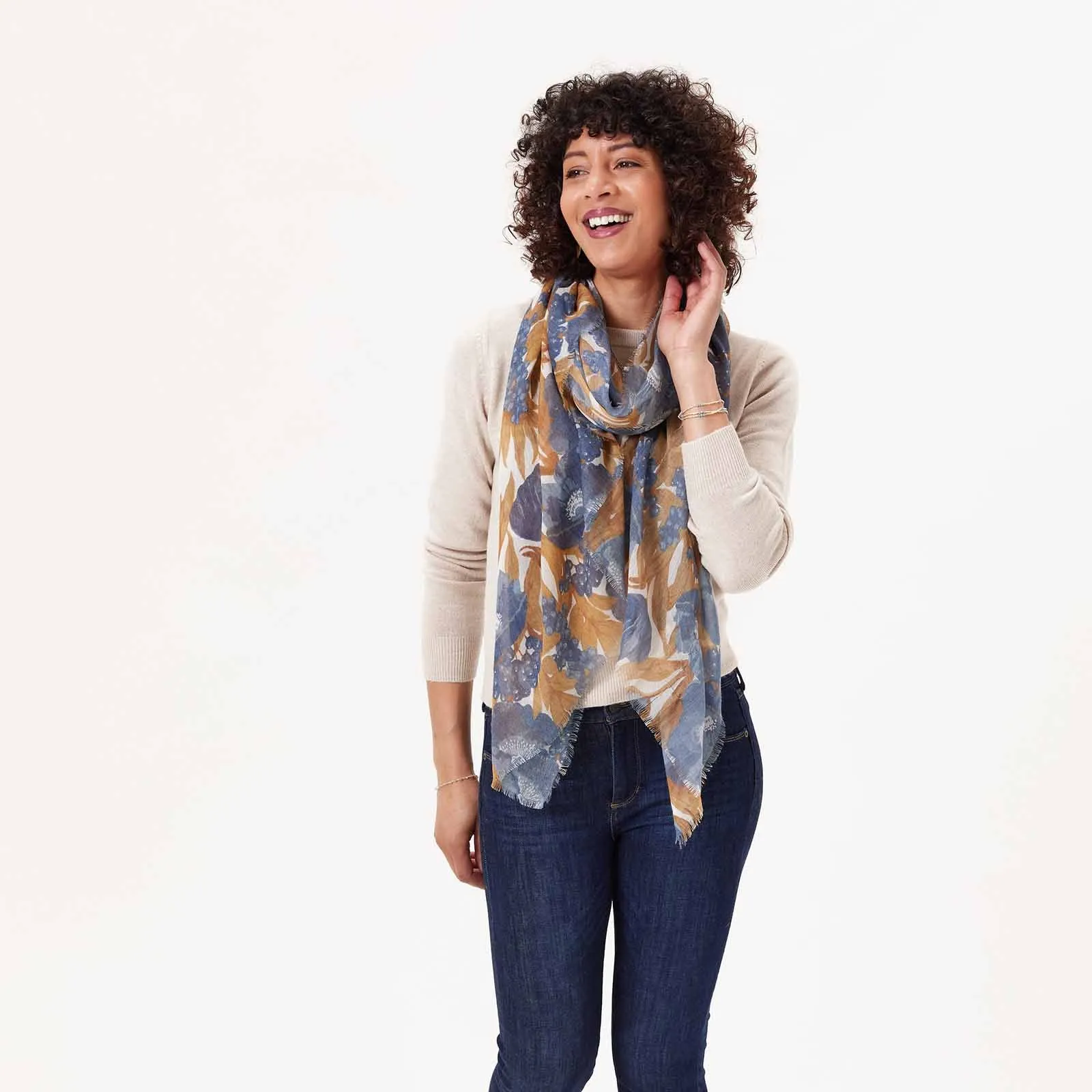Icelandic Poppies Blue Featherweight Scarf sold by rockflowerpaper