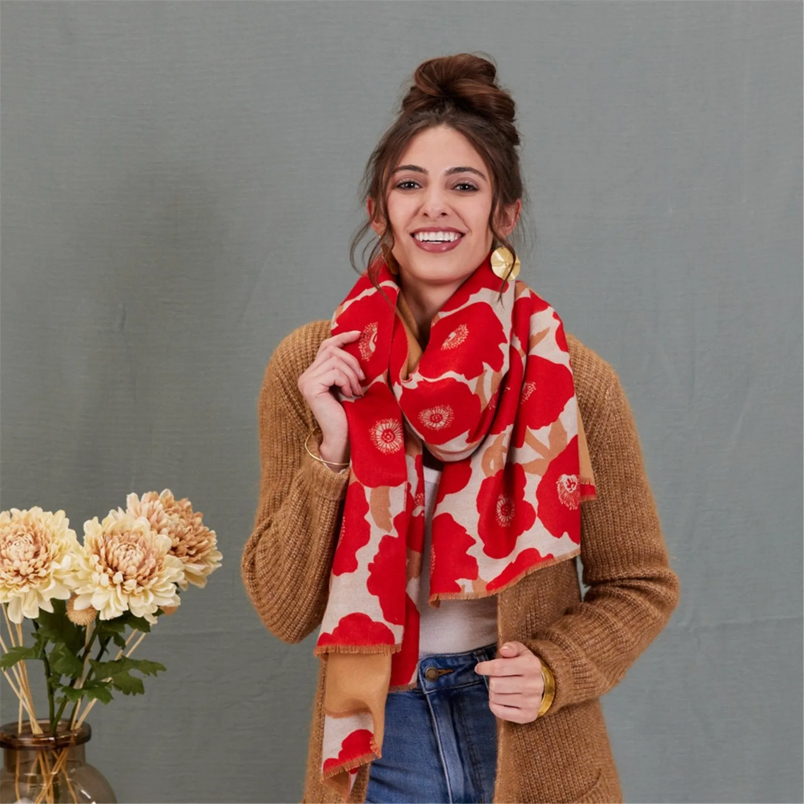 Poppies Red Reversible Wrap sold by rockflowerpaper