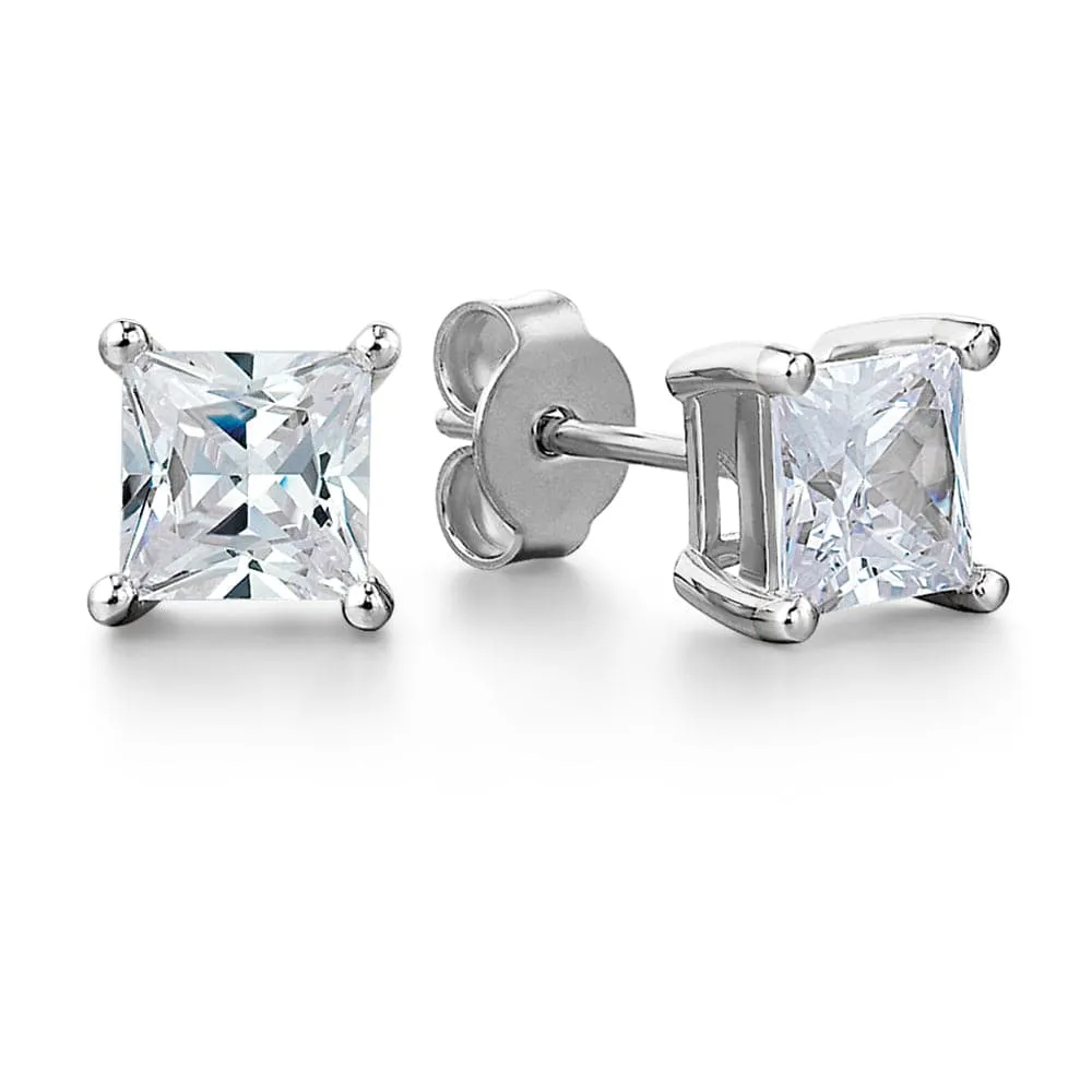 1 Carat Princess Cut Stud Earrings sold by Tru Diamonds product image thumbnail 2
