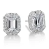 Tru-Diamonds™ Emerald Cut & Halo Synthetic Lab Grown Diamond Stud Earrings sold by Tru Diamonds