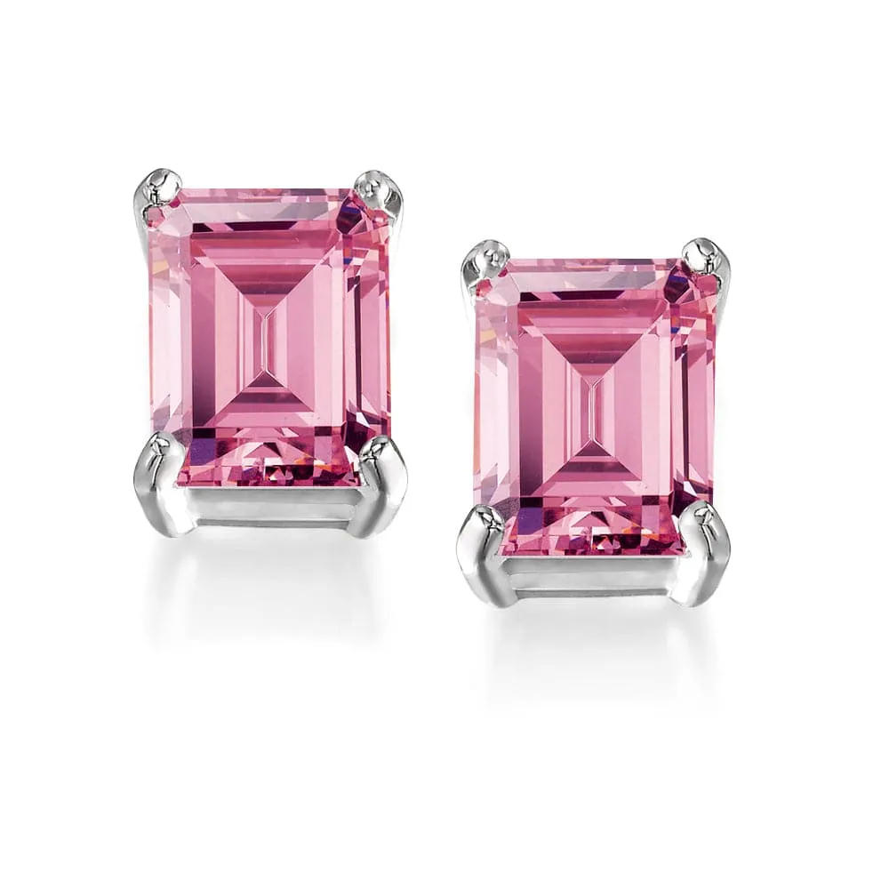 Pink Emerald Cut Earrings sold by Tru Diamonds product image thumbnail 2