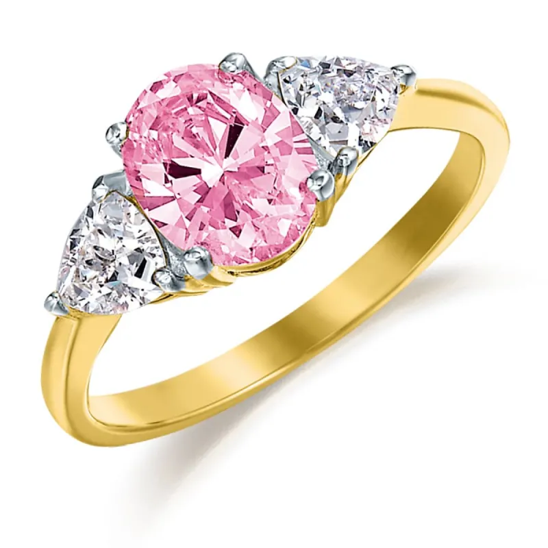Pink Oval Trillion Ring sold by Tru Diamonds