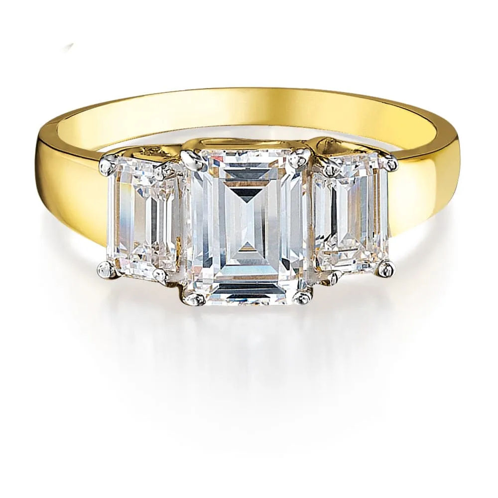 6 Carat Emerald Cut Trilogy Ring sold by Tru Diamonds product image thumbnail 2