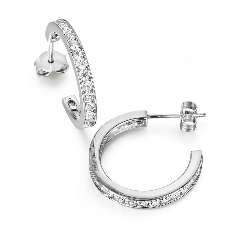 Gleaming Semi-Hoop Earrings sold by Tru Diamonds product image thumbnail 2