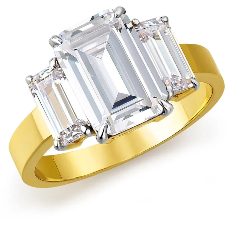7.35 Carat Impressive Emerald Cut Trilogy Ring sold by Tru Diamonds