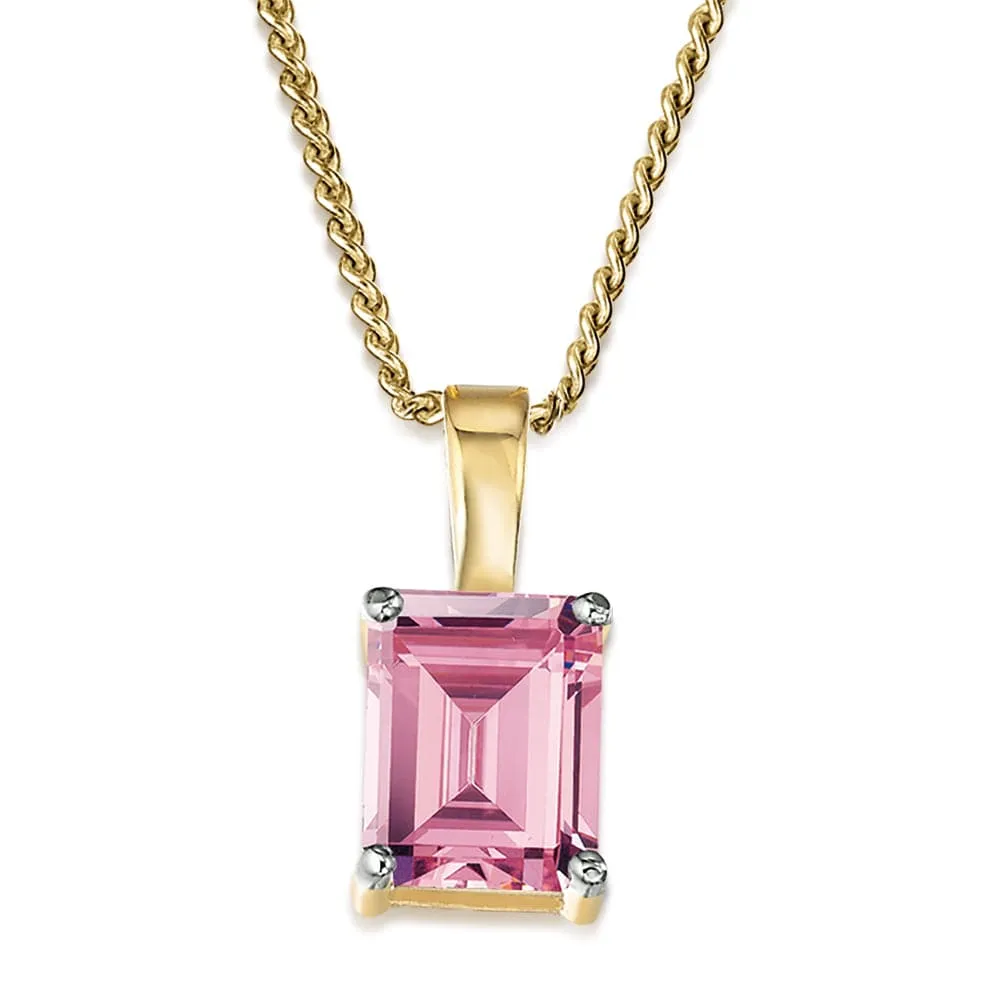 Pink Emerald Cut Pendant sold by Tru Diamonds