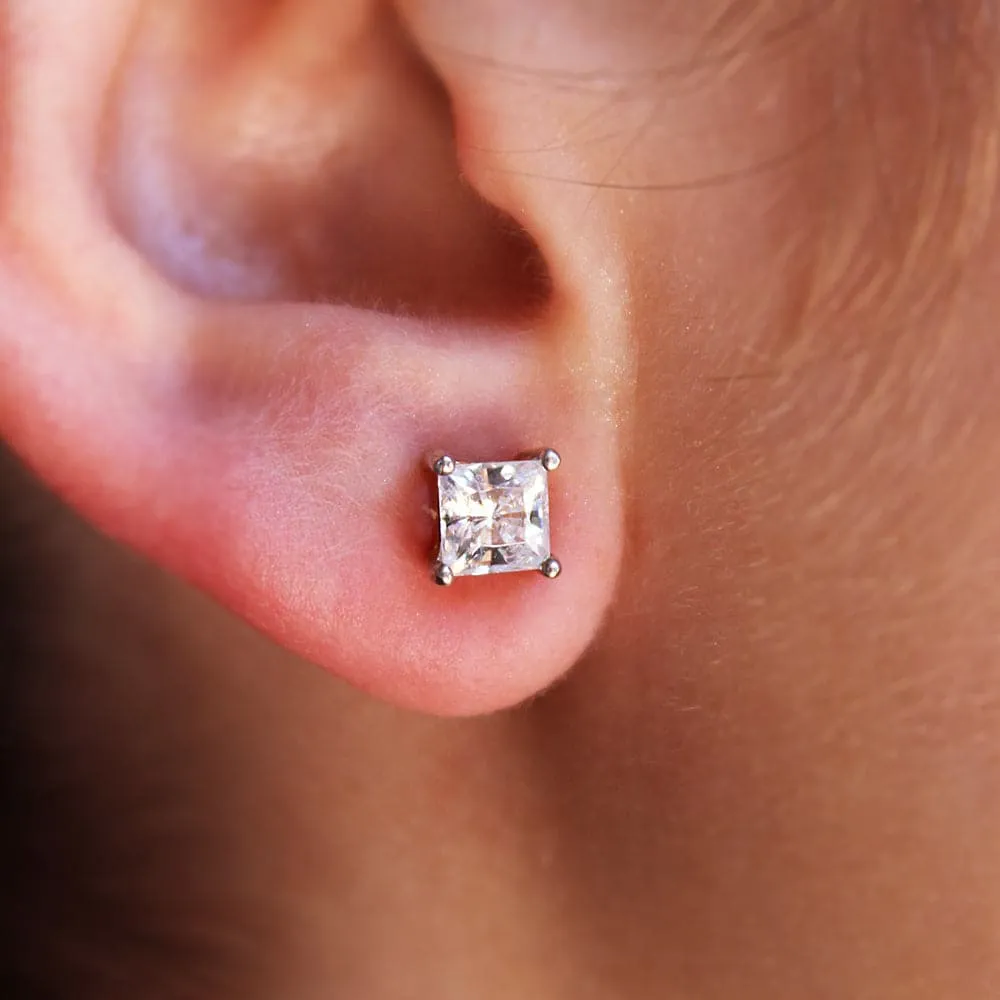 0.75 Carat Princess Cut Earrings sold by Tru Diamonds product image thumbnail 3