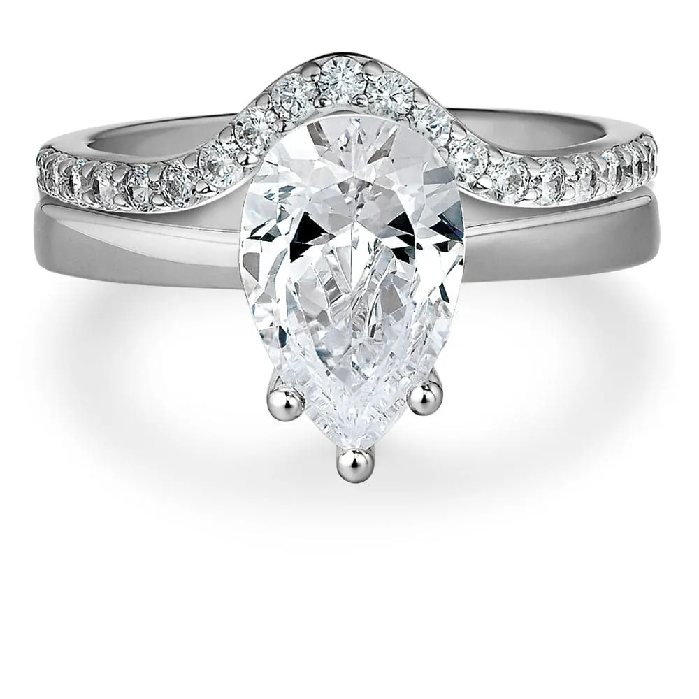 Pear Cut Solitaire Ring Set sold by Tru Diamonds product image thumbnail 5