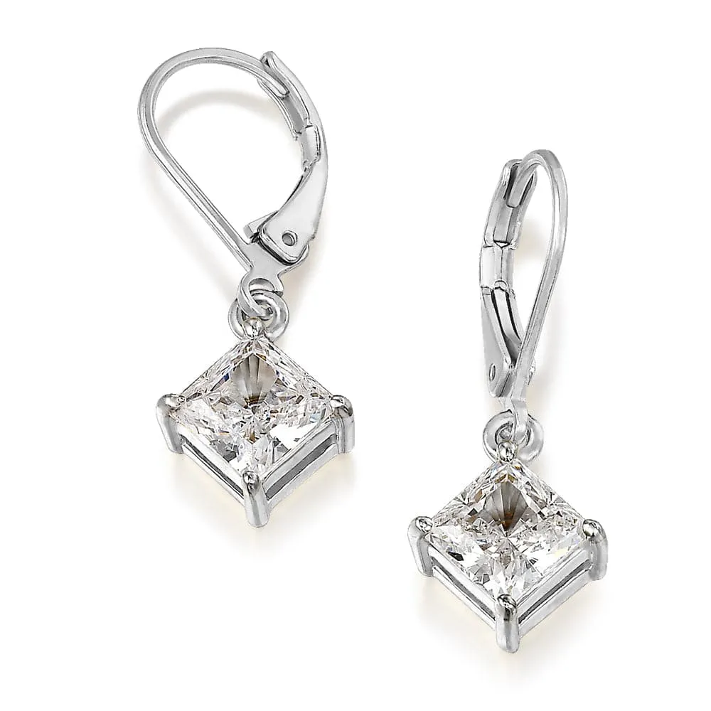1.25 Carat Princess Cut Drop Earrings sold by Tru Diamonds product image thumbnail 2