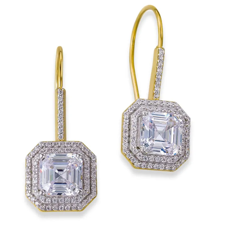 Double Halo Asscher  Drops sold by Tru Diamonds