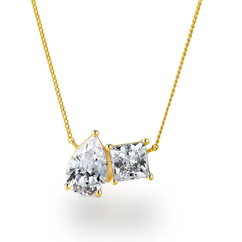 Toi et Moi Pear and Princess Cut Necklace sold by Tru Diamonds