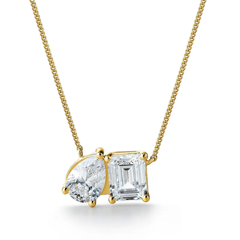 Toi et Moi Pear and Emerald Cut Necklace sold by Tru Diamonds