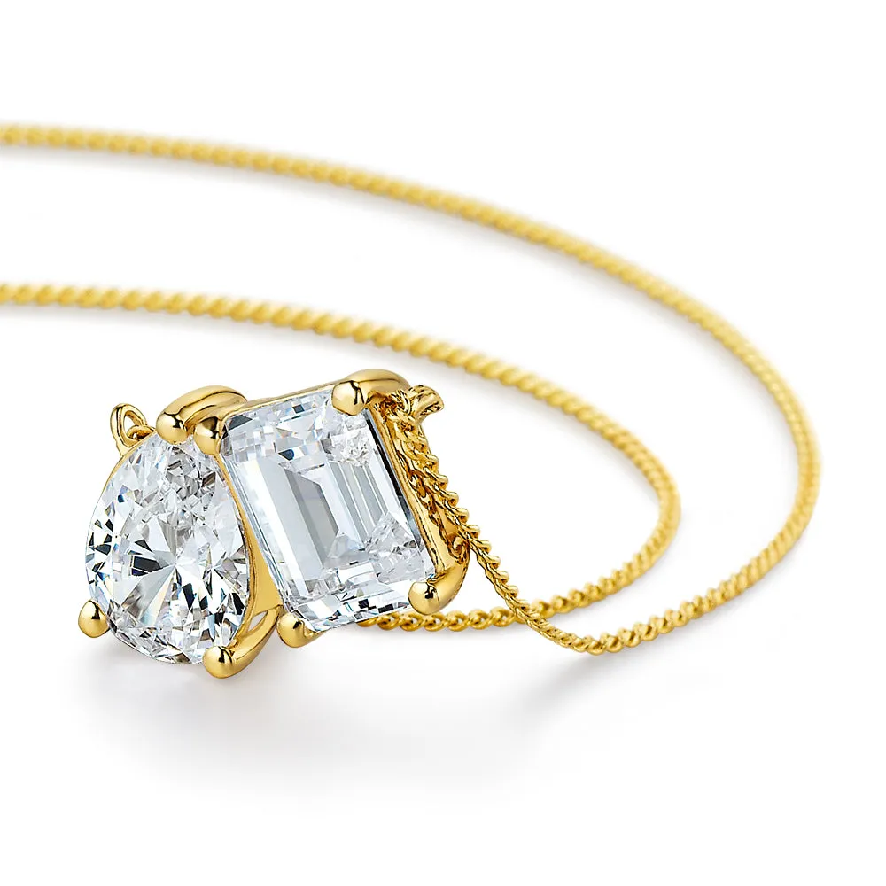 Toi et Moi Pear and Emerald Cut Necklace sold by Tru Diamonds product image thumbnail 3