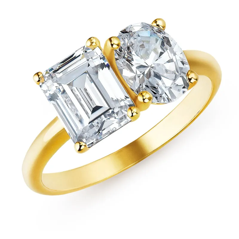Toi et Moi Oval and Emerald Cut Ring sold by Tru Diamonds
