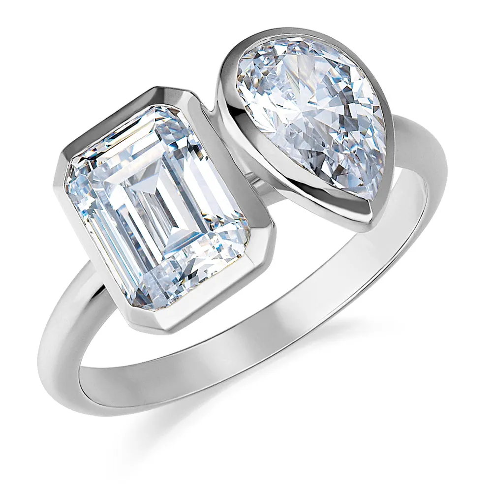 Toi et Moi Bezel Pear and Emerald Cut Ring sold by Tru Diamonds product image thumbnail 2