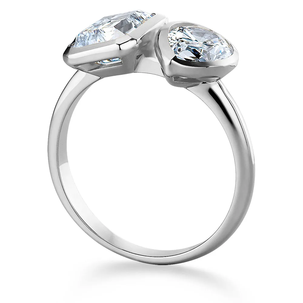 Toi et Moi Bezel Pear and Emerald Cut Ring sold by Tru Diamonds product image thumbnail 4