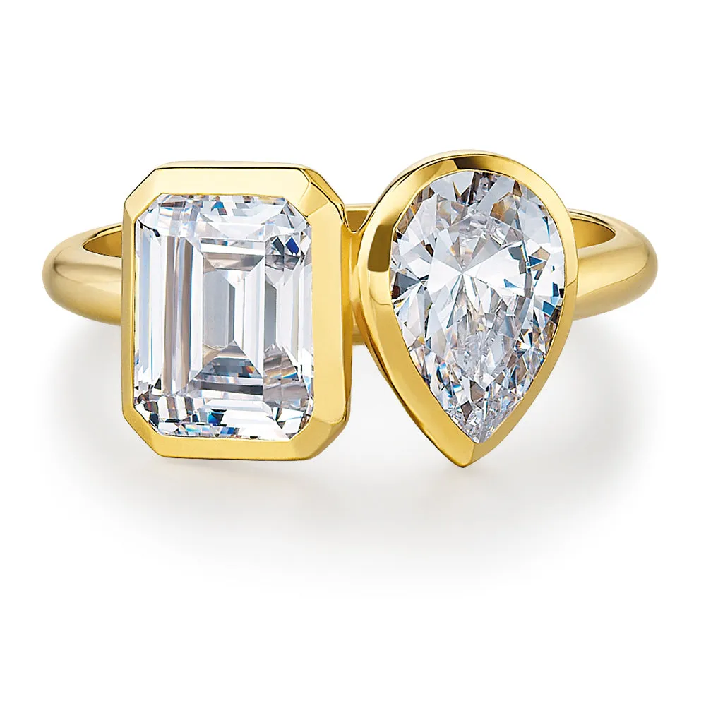 Toi et Moi Bezel Pear and Emerald Cut Ring sold by Tru Diamonds product image thumbnail 5