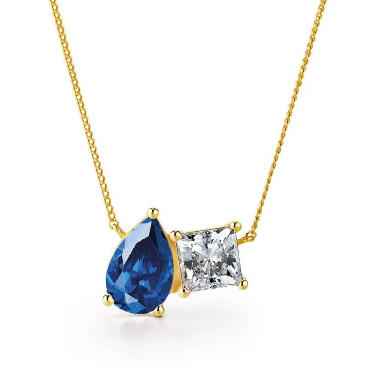 Toi et Moi Tru Sapphire and Princess Necklace sold by Tru Diamonds