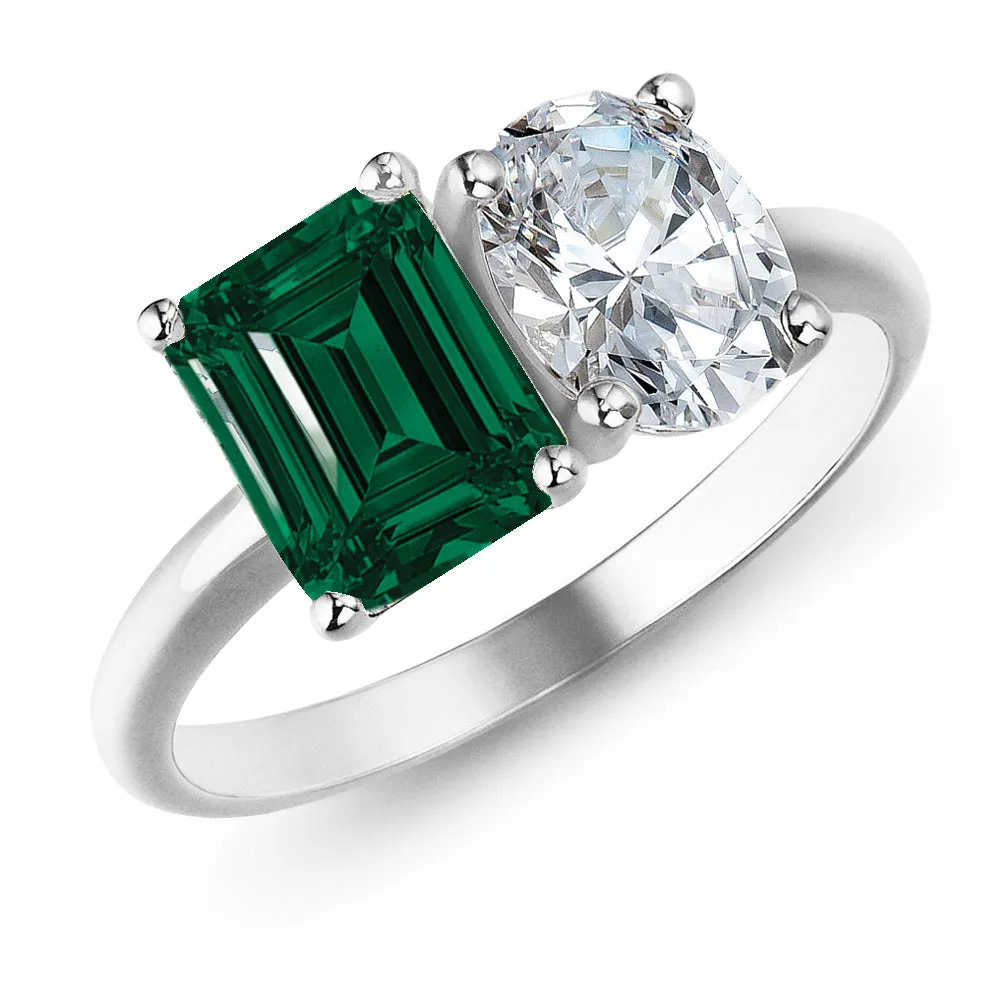 Toi et Moi Tru Emerald and Oval Cut Ring sold by Tru Diamonds product image thumbnail 4